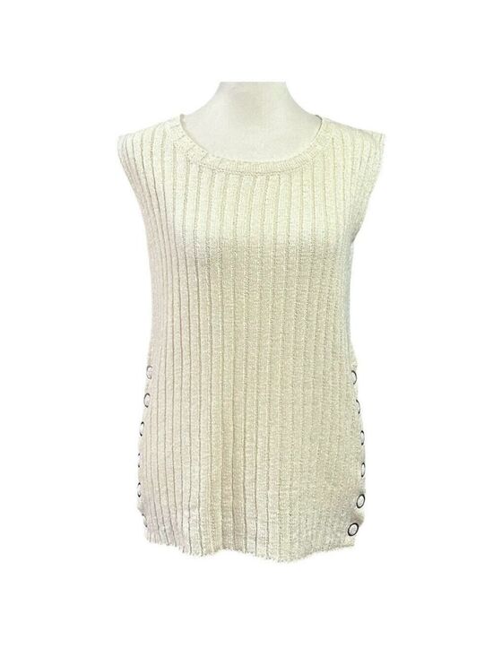 POL Tops - POL Ribbed Sleeveless Grommet Snap Side Hem Boho Top Size Small